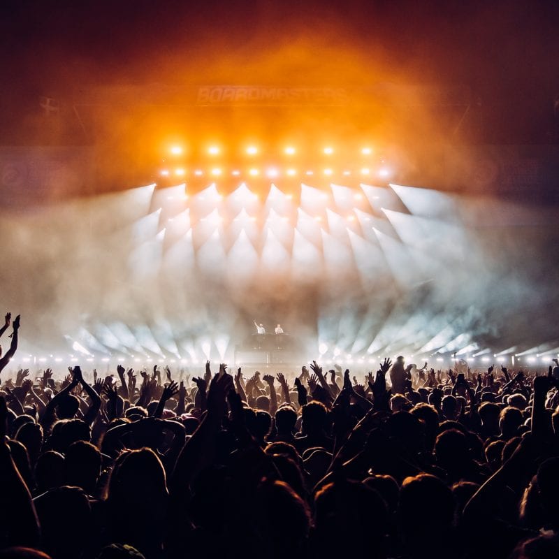 The crowd applauds as Disclosure headline the main stage at Boardmasters Surf & Music Festival 2023. UK Music Festival Photography by Will Bailey